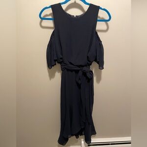 Eliza J Navy High-low Cold Shoulder Dress